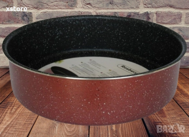 Тава Rosberg R51222G26, Кръгла,26/28/30/32/34 см., Мраморно покр., Бордо меланж/алуминий, снимка 3 - Съдове за готвене - 52794305