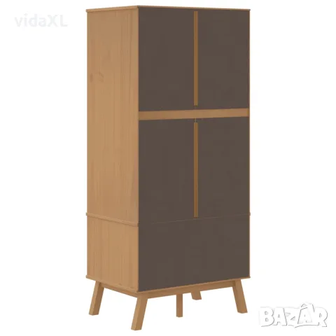 vidaXL Гардероб OLDEN, бял и кафяв, 76,5x53x172 см, борово дърво масив, снимка 9 - Гардероби - 56147299