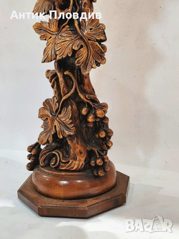 Скулптурна дърворезбована колона с ангел, снимка 5 - Статуетки - 53440617