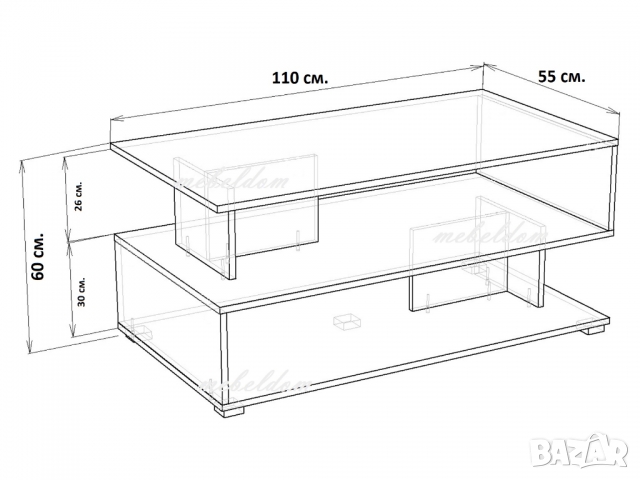 Холна маса 110/55/60см.(код-2449), снимка 3 - Маси - 36080876