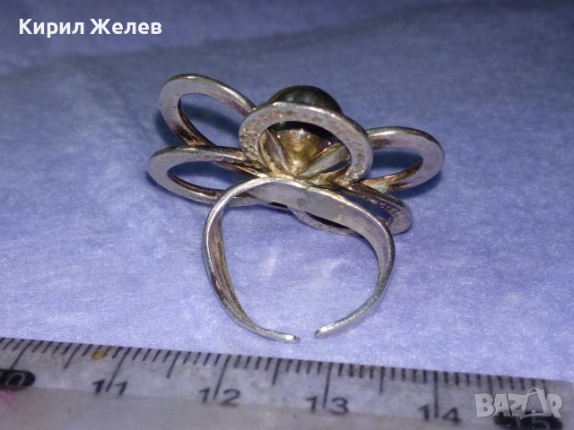 ПРЕКРАСЕН СРЕБЪРЕН ВИНТИДЖ АРТ ПРЪСТЕН ЦВЕТЕ СРЕБРО 925 РЕГУЛИРУЕМ МОДЕЛ АЖУРНА РЪЧНАизработка 40614, снимка 13 - Пръстени - 42614146