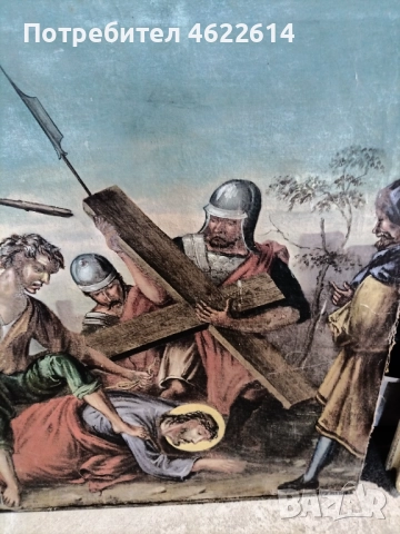 МНОГО СТАРА КАРТИНА РАЗПЪВАНЕТО НА ИСУС. , снимка 4 - Картини - 52477318