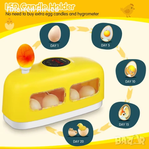 Автоматичен инкубатор за 8 яйца, снимка 5 - За птици - 53235825