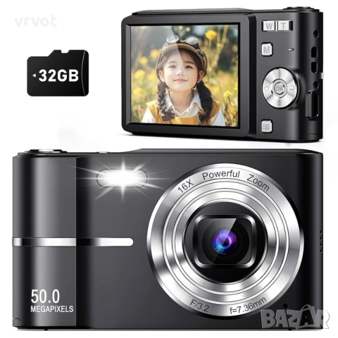 🔥 Нова компактна цифрова камера M03 – 50MP снимки + FHD видео + 32GB карта 🎁