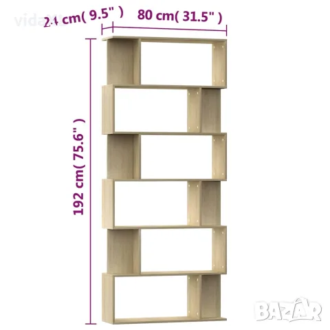 vidaXL Разделител за стая, дъб сонома, 80x24x192 см, инженерно дърво, снимка 7 - Етажерки - 56147754