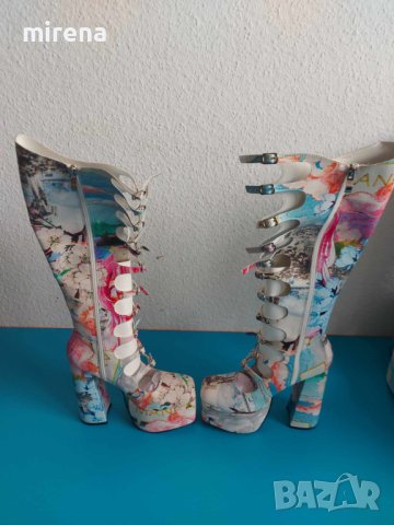 Аниме манга косплей ботуши на висока платформа, каишки, катарами, Nasty Gal, снимка 5 - Дамски ботуши - 42454406