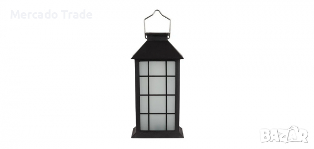 LED соларен фенер с пламък ефект, Пластмаса, Черен, 28см, снимка 1 - Декорация за дома - 36140460