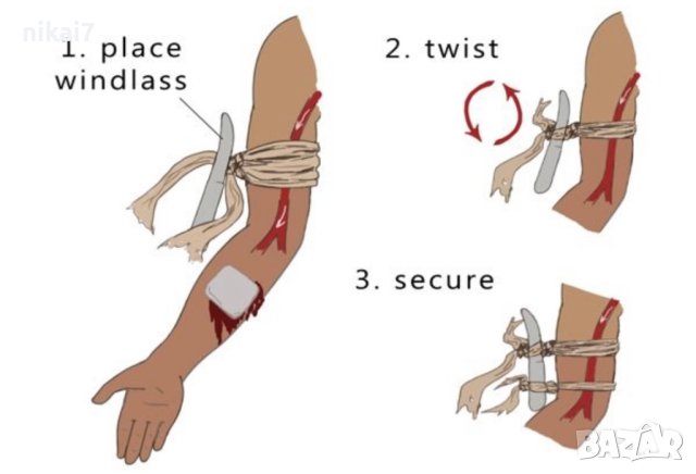 тактически турникет за първа помощ най бързото спиране на кръвозагуба, снимка 4 - Екипировка - 42101350