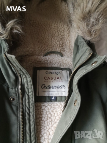 Ново мъжко есенно яке парка с качулка с косъм цвят каки с качулкаS M размер, снимка 6 - Якета - 51877491