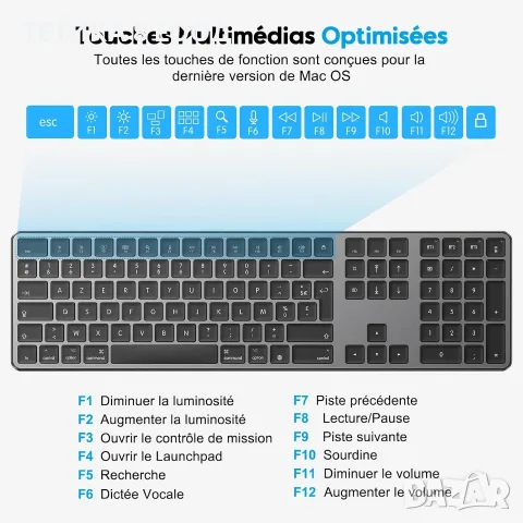 Безжична Bluetooth клавиатура за Mac – Multi-Device, QWERTY UK, снимка 8 - Клавиатури и мишки - 55842563
