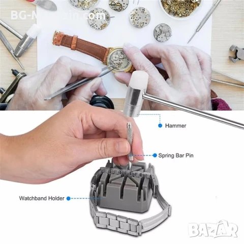 Професионални часовникарски инструменти комплект за ремонт отваряне смяна на батерия на часовници, снимка 4 - Други инструменти - 50987596