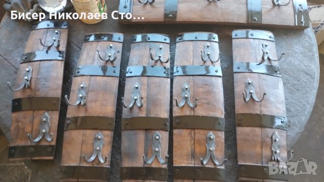 Стенни закачалки изработени от автентични реставрирани бъчви с ръчно ковани куки , снимка 8 - Декорация за дома - 43928059