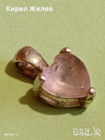 Нежно сребърно колие във формата на сърце ❤️ с РОЗОВ КВАРЦ стил и елегантност 53041, снимка 3 - Колиета, медальони, синджири - 53411559