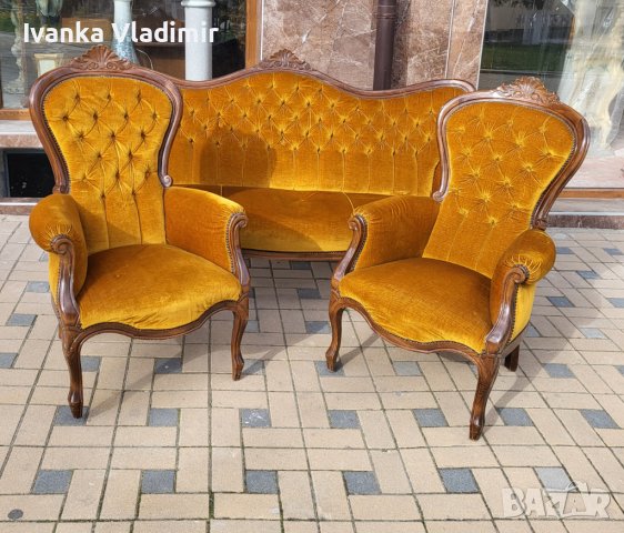 Италианска барокова холна гарнитура , снимка 7 - Дивани и мека мебел - 40260278