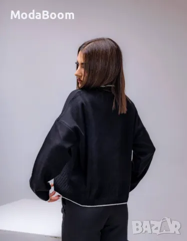 Черен дамски удобен пуловер , снимка 2 - Блузи с дълъг ръкав и пуловери - 48067142