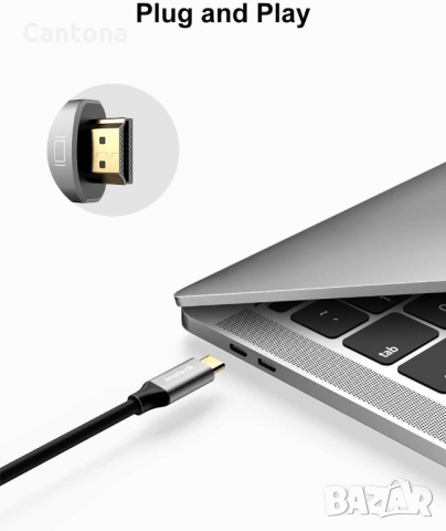 Inateck USB C to DisplayPort Cable 4K 60Hz, позлатени конектори, 2 метра, снимка 3 - Кабели и адаптери - 36040029