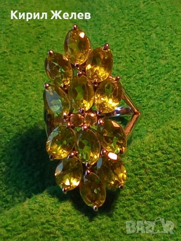 Ефектен сребърен пръстен Trifari с множество камъни ОЛИВИН подходящ аксесоар за ежедневието 27102, снимка 10 - Пръстени - 52960665