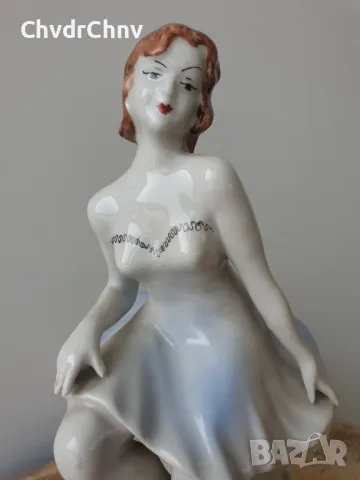 Стара българска порцеланова фигура на жена-балерина/статуетка 23см, снимка 4 - Статуетки - 49182689