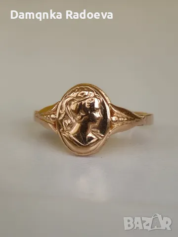 СССР златен пръстен Камея проба 583, снимка 17 - Пръстени - 48028281