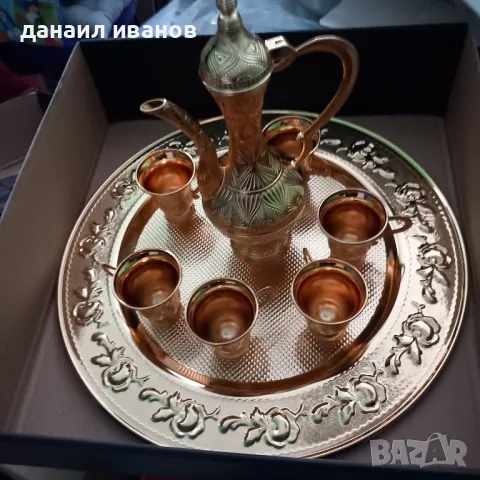 сет 6 чашки и кана и поднос за ракия , снимка 1