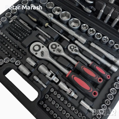 Гедоре KraftWorld 216 части 1/4″ 3/8″ 1/2″ CR-V – пълен комплект за професионалисти, снимка 7 - Куфари с инструменти - 50681229