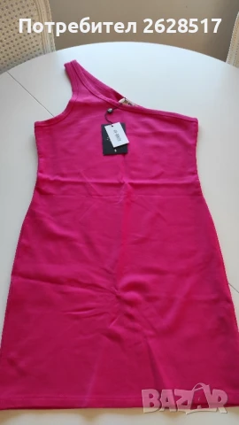 Рокля памук ярко цикламен цвят 