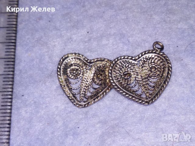 СТАРИННА СРЕБЪРНА ФИЛИГРАННА ВИСУЛКА ДВЕ СЪРЧИЦА РЪЧНА МАЙСТОРСКА РЯДКА ИЗРАБОТКА 31186, снимка 9 - Антикварни и старинни предмети - 41337167