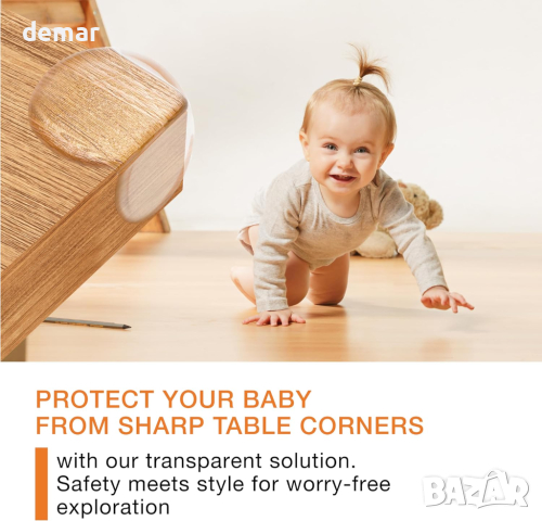 Hynec Technologies Комплект от 16 протектори за ъгли и ръбове за безопасност на бебета 3x3 cm, снимка 5 - Други - 44532555