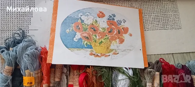 Гоблен за бродиране "Макове" овал