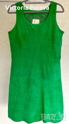 Елегантна кожена рокля уникат велур CLASS INTER , снимка 3 - Рокли - 51754992