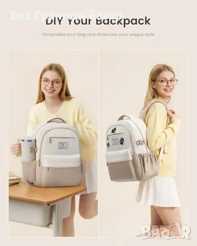 Нова Дамска раница LOVEVOOK 15.6" за училище, офис, пътуване, много джобове, снимка 4 - Раници - 55777970