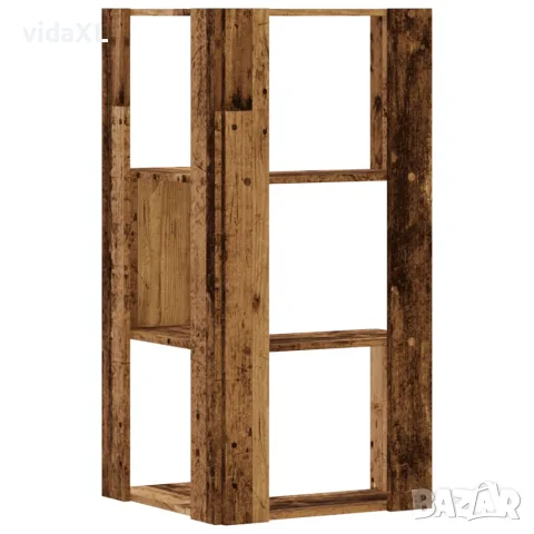 vidaXL Ъглова етажерка 3 нива старо дърво 50x50x102 см инженерно дърво, снимка 6 - Етажерки - 56148175