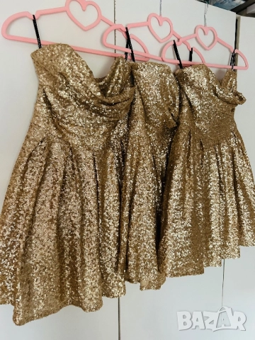 Разпродажба Официална рокля с пайети златна разкроена бюстие, снимка 5 - Рокли - 52881523