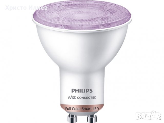 Смарт крушка Philips - Smart с WiZ, 4.7W, GU10, PAR16, димируема, снимка 2 - Лед осветление - 39660689