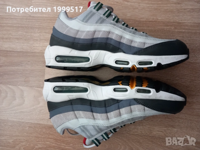 Мъжки маратонки Nike Air Max 95 Pure Platinum Grey Gorge Green White DM0011-002 , размер11, снимка 6 - Маратонки - 53737413