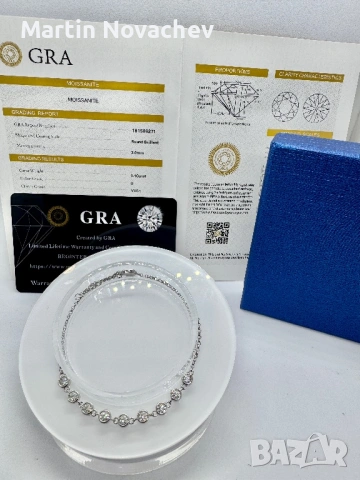 Сребърна гривна с мойсанит (Диамант) 0.9 карата, снимка 2 - Гривни - 53664048