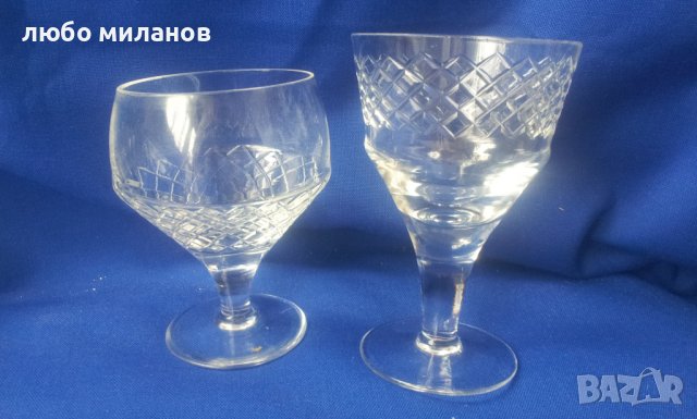 Кристални чаши за коняк 6 бр и 4 бр за вино от един лот, ръчна гравюра, снимка 5 - Чаши - 39409025