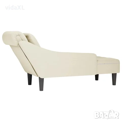 vidaXL Кушетка с възглавница и десен подлакътник, кремав, кадифе, снимка 5 - Кушетки - 56147415