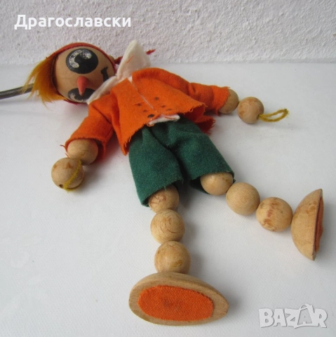 Пинокио на пружина, голяма 50 см Парцалена кукла,  с национална носия за стена, казак мускетар, снимка 1