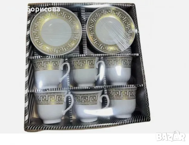 Порцеланов комплект за чай от 12 части, чаша и чинийки, снимка 2 - Сервизи - 49046546