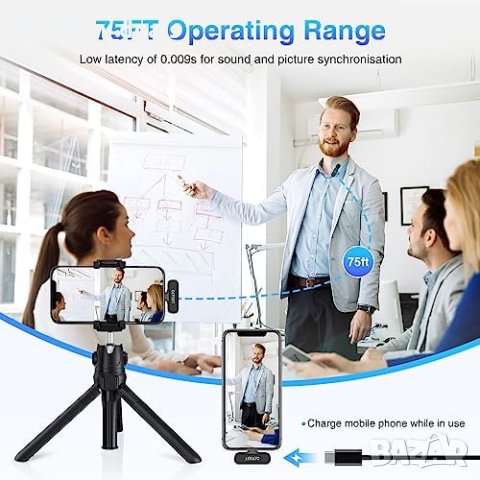 Нов Безжичен Двоен микрофон с калъф за iPhone iPad Айпад Видеозапис, снимка 5 - Микрофони - 41783426