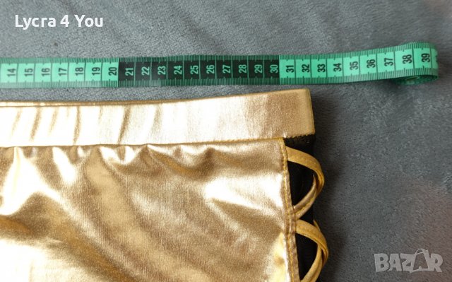 S/M къса златиста лачена пола с платки черен тюл странично, снимка 9 - Поли - 40162305