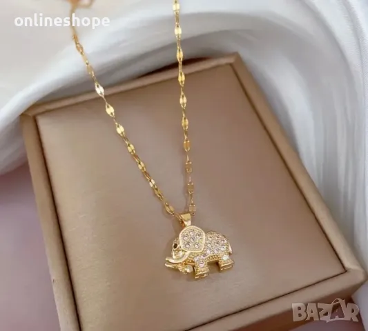 Колие за късмет ( Слонче ) с 18к златно покритие, снимка 7 - Колиета, медальони, синджири - 49300992