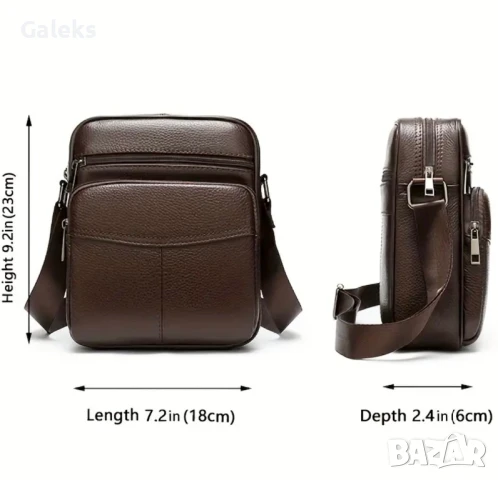 Ежедневно/Елегантна, Стилна и удобна мъжка чанта • Черна естествена кожа!, снимка 4 - Чанти - 50820029