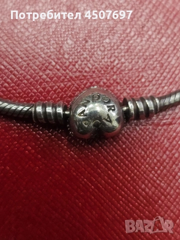 Сребърна гривна Пандора, снимка 3 - Гривни - 53029336