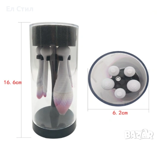 Пет броя козметични четки в удобна кутия HZS45, снимка 4 - Други - 53866631