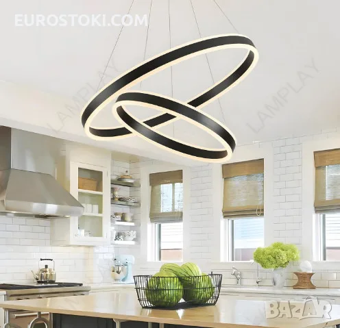 Луксозен LED полилей LAMPLAY, модерна LED висяща лампа 65W, голяма таванна лампа с дистанционно, снимка 7 - Полилеи - 56203126