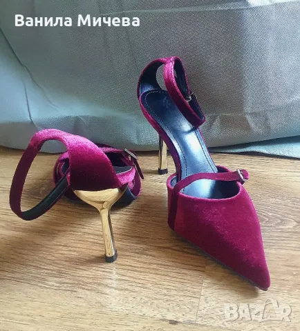 Дамски официални обувки от кадифе, снимка 2 - Дамски обувки на ток - 50063234