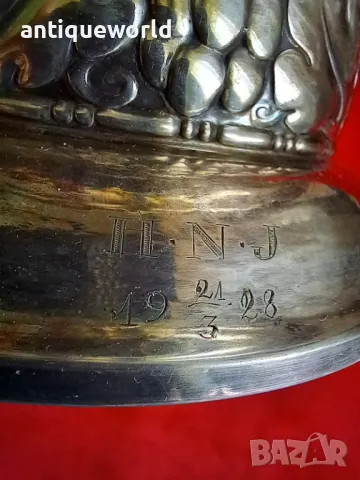 1928г. Посребрен Съд Фруктиера Никел/Сребро Висока Проба , снимка 4 - Антикварни и старинни предмети - 50121949
