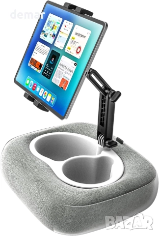 Поставка за таблет с възглавница, 360°, 4-13" таблети и телефони, сива